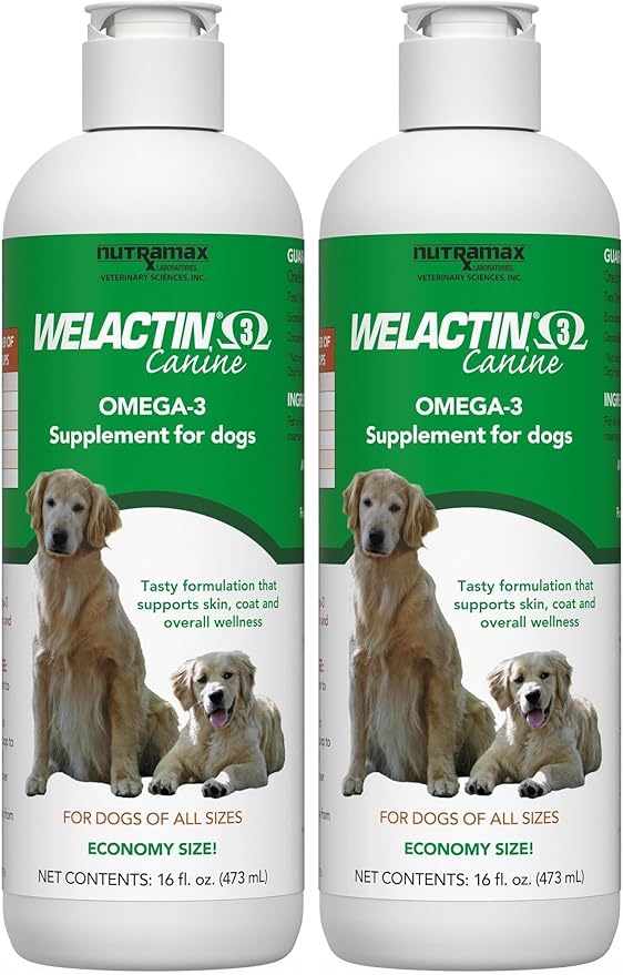 Nutramax Welactin Omega 3 Fish Oil for Dogs,Skin and Coat Health Supplement,Plus Joint,Immune,Kidney,and Brain Support,Premium Omega 3 Fatty Acids,for Dogs,16 Ounce Liquid,(Pack of 2)