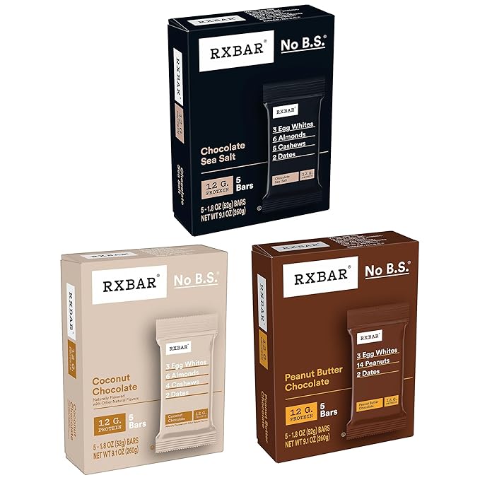RXBAR Protein Bars,12g Protein,Gluten Free Snacks,Chocolate Lovers Variety Pack (5 Boxes,),25 Count (Pack of 2)