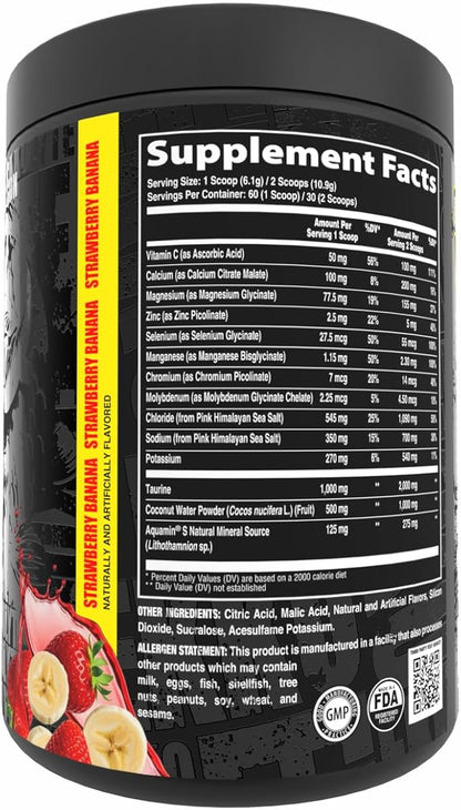 Ekkovision Ekkolyte Electrolytes & Minerals Powder, 50 MG Vitamin C & 155 MG Magnesium for Hydration Support, Electrolytes for Women & Men, Strawberry Banana Flavored Electrolyte Mix, 60 Servings