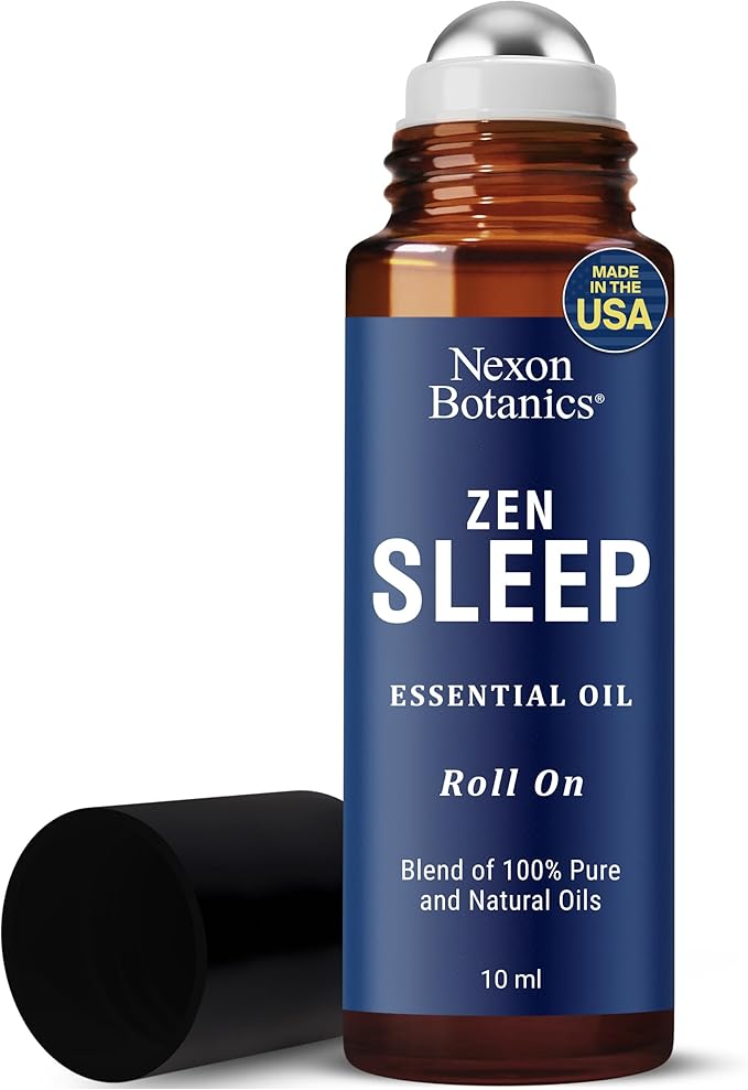 Zen Sleep Essential Oil Roll-On 10 ml - Calming Blend for Serenity & Deep Sleep with Lavender, Rosemary - Easy-to-Use Roller Ball - Nexon Botanics