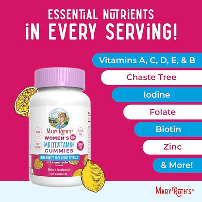 MaryRuth's Multivitamin for Women 40+ | Sugar Free | Vegan Womens Vitamins | Immune Support | Daily Women's Multivitamin + Chasteberry | Hair, Skin and Nail Gummy Vitamins for Women | 60 Count