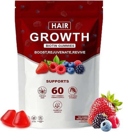 Hair Growth Vitamins Gummies for Black Women, Healthy Nourishment with Biotin, Collagen & Botanical Extracts, Hair Growth & Strength, Skin & Nail Care, Non-GMO, 60 Gummies (1)