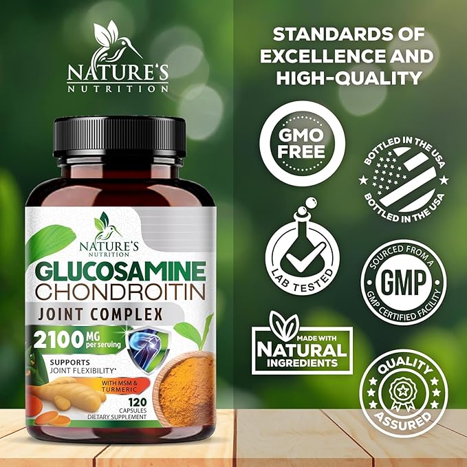 Glucosamine Chondroitin MSM - Joint Support Supplement for Joint Mobility, Comfort and Cartilage Support For Men and Women - Glucosamine Complex Supplements with Turmeric & Boswellia - 120 Capsules