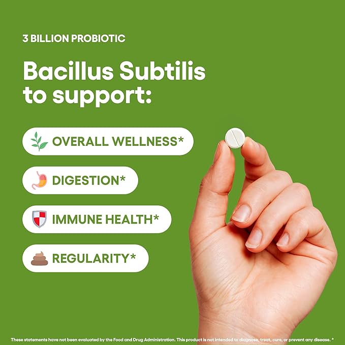 Natural Foundation Supplements Bacillus Subtilis Probiotic Supplement 240 Tablets 3 Billion CFU Probiotics for Men & Women Supports Intestinal Digestive & Gut Health (240, Bacillus Subtilis)