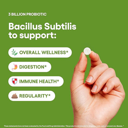 Natural Foundation Supplements Bacillus Subtilis Probiotic Supplement 240 Tablets 3 Billion CFU Probiotics for Men & Women Supports Intestinal Digestive & Gut Health (240, Bacillus Subtilis)