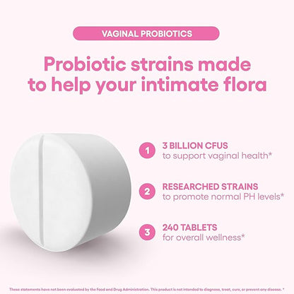 Natural Foundation Supplements Vaginal Probiotics Supplement Supports PH Balance & Intimate Flora 240 Tablets 3 Billion CFU (240, Vaginal Probiotics)