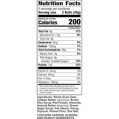 Nature Valley Oat and Nut Protein Granola Balls, Oats and Honey, Protein Snacks, 7.94 oz