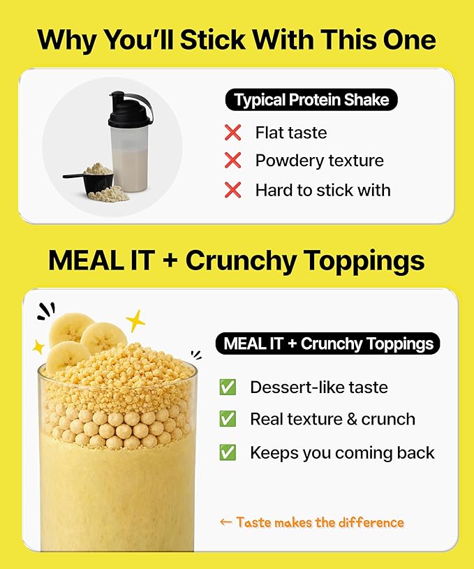 Banana Protein Shake, 14g Protein & High Fiber, Low Sugar, Keto-Friendly Meal Replacement Powder with Korean Cookie Crumble (Soboro) & Oat Crunch Balls 19.8 oz 14 Servings