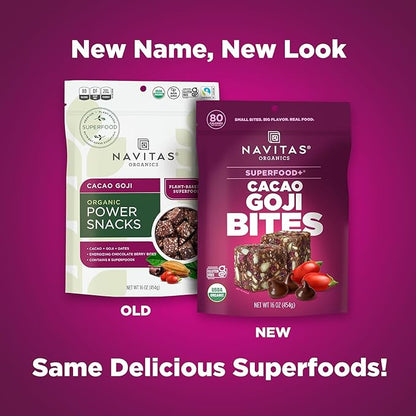 Navitas Organics Superfood Power Snacks, Cacao Goji, 16 oz. Bag, 23 Servings - Organic, Non-GMO, Gluten-Free