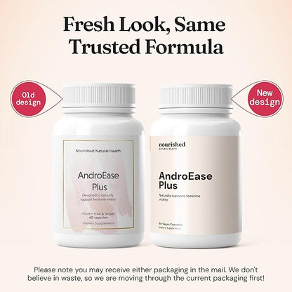 Nourished AndroEase Plus for Women’s Health - Zinc, Reishi, Green Tea and Saw Palmetto for Women - for Energy, Vitality, Facial Hair and Daily Wellness - 360 Capsules, Made in USA