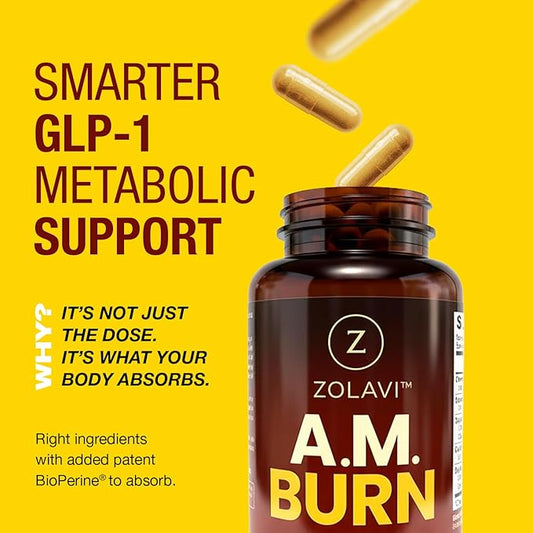 A.M. Burn GLP-1 Supplement Weight Loss Support | Berberine +Picolinate, Green Tea & BioPerine | Developed by Weight Management Experts | Glp1 High Absorption | USA Made, GMP Certified, 60 Caps