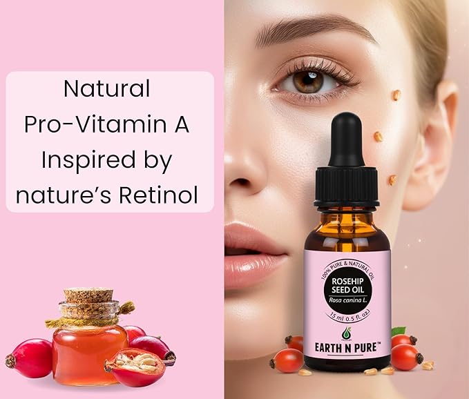Earth N Pure Rosehip Oil Cold Pressed, Natural and Therapeutic Grade for Face with Glass Dropper - 50 ml