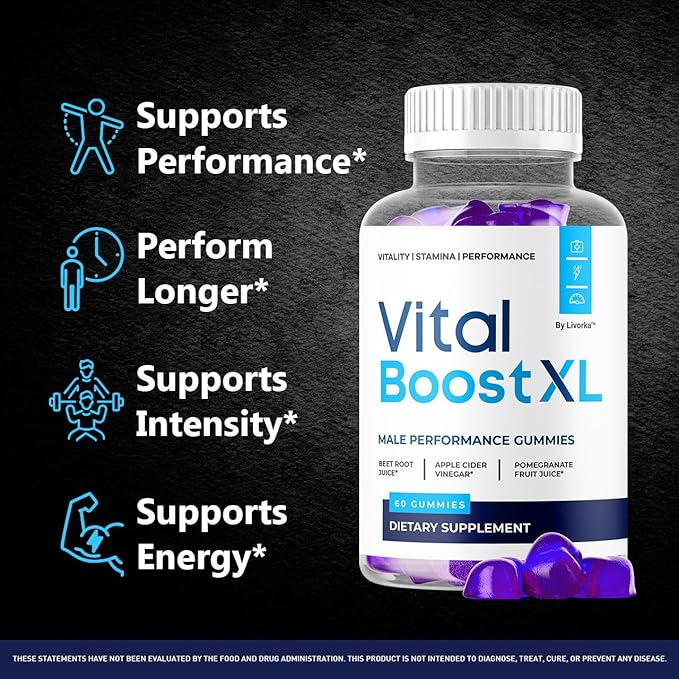 LIVORKA Vital Boost XL Gummies - Official VitalBoost XL Gummys for Men Premium Natural Ingredients - Maximum Strength, Advanced Formula Support for Overall Health & Wellness, 60 Gummies for 1 Month