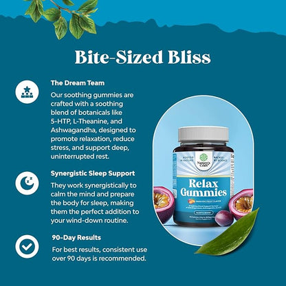 Pure Calm and Relaxing Magnesium Supplement - Magnesium for Stress Support & Rest Ease for Adults - High Absorption Mg Citrate Gummies with L Theanine & Ashwagandha for Muscle Cramps - 90 Count