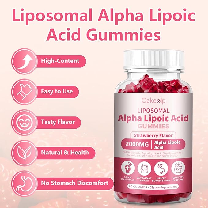 3 Pack Liposomal Alpha Lipoic Acid Gummies 2000mg Gummies,High Potency ALA Complex Biotin & Benfotiamine for Antioxidant, Brain Health and Nerve* Support,Liposomal Enhance 98% Absorption