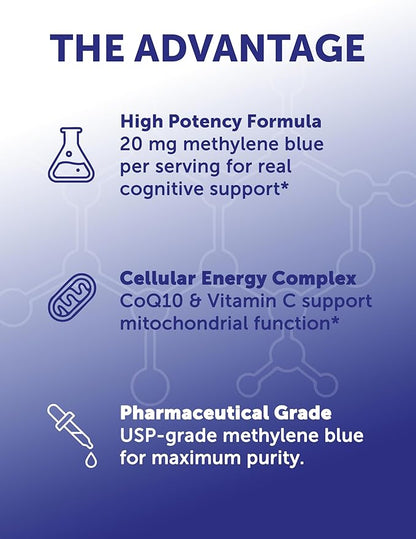 Lunakai PRO USA Made Methylene Blue Gummies 20mg with CoQ10 & Vitamin C – USP & Pharmaceutical Grade Daily Nootropic for Brain Focus, Cognitive Support & Energy, Non-GMO, 60ct