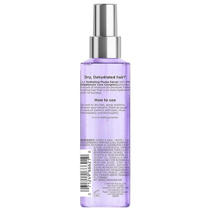 L'Oreal Paris Elvive Hyaluron Plump Moisture Plump Hair Serum for Dehydrated, Dry Hair with Hyaluronic Acid Care Complex, Paraben-Free, 4.4 Fl Oz
