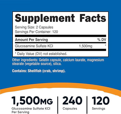 Nutricost Glucosamine Sulfate 1500mg, 240 Capsules - 750mg Per Capsule, Gluten Free, Non-GMO