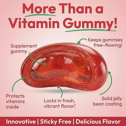 Biotin Jelly Bean Gummy Vitamins, Extra Strength Biotin for Hair, Skin and Nails, 5000mcg per Serving, Hair Growth Vitamins for Men and Women, 120 Strawberry Blast Jelly Beans, Kosher