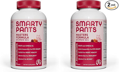 SmartyPants Multivitamin Gummy for Women 50 and Over: Omega 3 Fish Oil (EPA/DHA),Methylfolate,CoQ10,Vitamin D3,C,Vitamin B12,B6,A,K & Zinc,Biotin,Gluten Free,(30 Day Supply),120 Count (Pack of 2)
