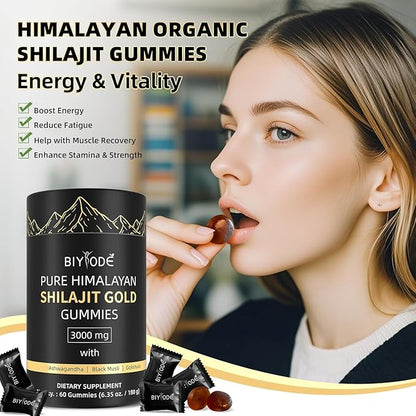 Shilajit Gummies: Pure Shilajit Himalayan Rich in Ashwagandha Gaulshura Fulvic Acid 85 Micronutrients Suitable for Men and Women No Added Sugar