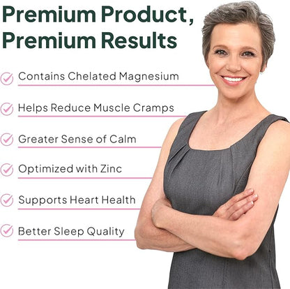 Organics Ocean Pure Magnesium Glycinate with Zinc - Maximum Strength Chelated Magnesium Supplement for Women and Men for Muscle Cramps and Sleep Support - 3 Bottles