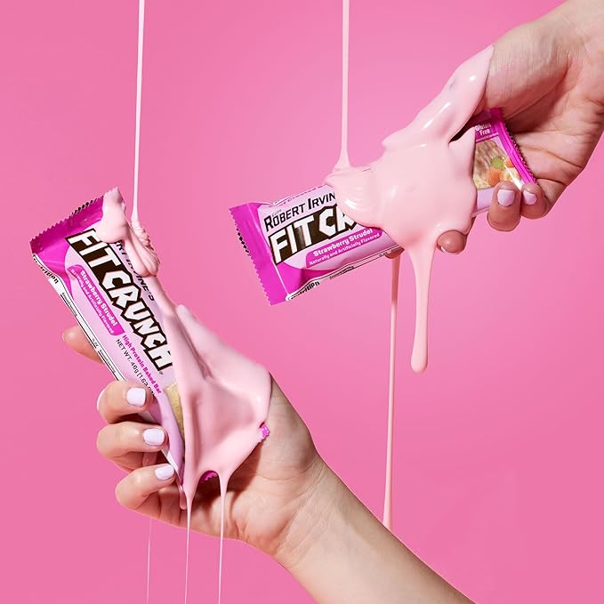 FITCRUNCH Snack Size Protein Bars, 6-Layer Baked Bar, 3g of Sugar, Gluten Free & Soft Cake Core (9 Bars, Strawberry Strudel)