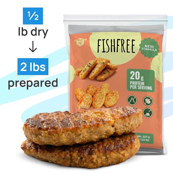 Creative Pea Plant-Based Fish Style Mix | High Protein Shelf-Stable Vegan Protein | Pea Protein | Just Add Water & Oil | Seafood Alternative for Patties, Nuggets, Cakes & Wraps | Gluten-Free | 227g