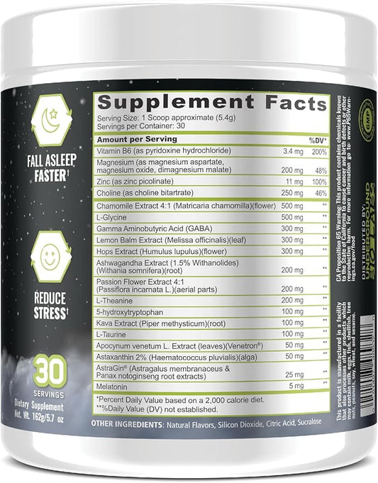 Underground Bio Labs Panda Supps – Sleepy 3.0 Natural Sleep Aid Formula: 5mg Melatonin, 300mg GABA, Chamomile Extract, (Green Apple 30 Servings)