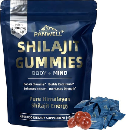 Shilajit Gummies, gummy supplements，shilajit for men gummies，shilajit for women gummies，Seamoss & Turmeric | Zero Sugar Energy, Cortisol Balance, Sleep, Immune & Overall Health Support – 60 Gummies