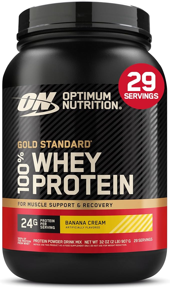 Optimum Nutrition Gold Standard 100% Whey Protein Powder, Banana Cream, 2 Pound (Packaging May Vary)