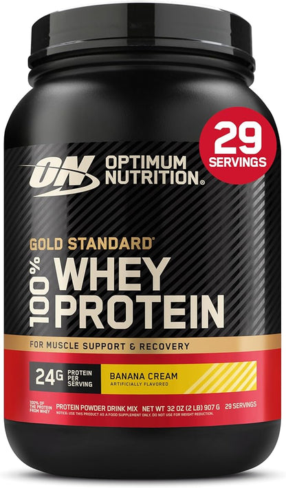 Optimum Nutrition Gold Standard 100% Whey Protein Powder, Banana Cream, 2 Pound (Packaging May Vary)