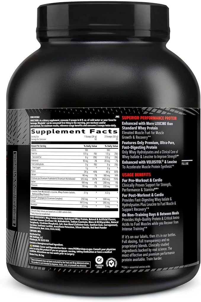 GNC AMP Wheybolic Clinically Proven Protein Powder, 40g Whey Protein, BCAA, Leucine, Increases Muscle Strength, Muscle Building, 3rd Party Tested, Gluten Free, Fruity Crisps, 25 Servings