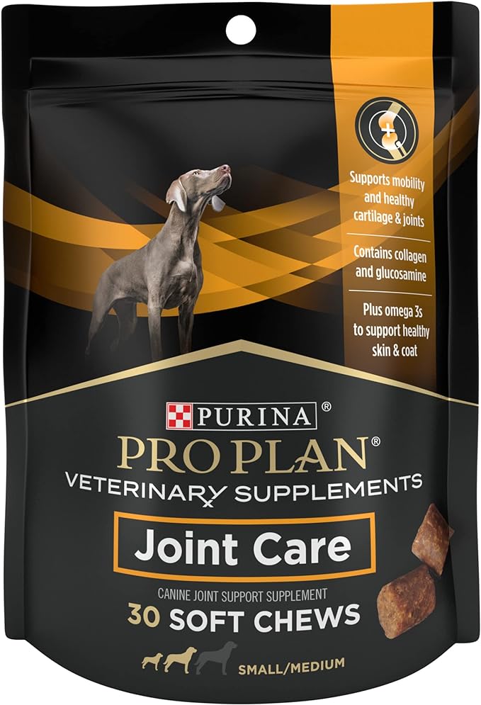Purina Pro Plan Veterinary Small Breed Dog Joint Care Supplement with Glucosamine, Chondroitin, and Collagen to support Hip and Joint Health – 30ct Pouch