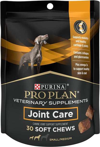 Purina Pro Plan Veterinary Small Breed Dog Joint Care Supplement with Glucosamine, Chondroitin, and Collagen to support Hip and Joint Health – 30ct Pouch