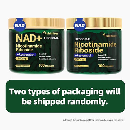 NAD+ Supplement with, Nicotinamide Riboside & Resveratrol 900mg – Anti-Aging Support for Women & Men, NMN Alternative, Vegan Non-GMO - 100 Capsules, 2 Pack