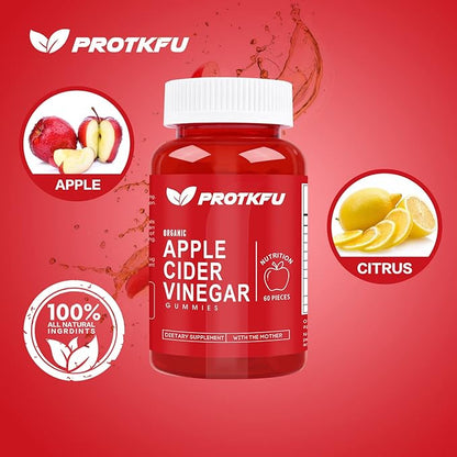 Apple Cider Vinegar Gummies, 120 Count Max Strength 1000mg ACV Gummies with Vitamin B12 & B6, for Metabolism, Digestion, Detox, Gut & Immune Health, Vegan & Non-GMO, Gelatin-Free