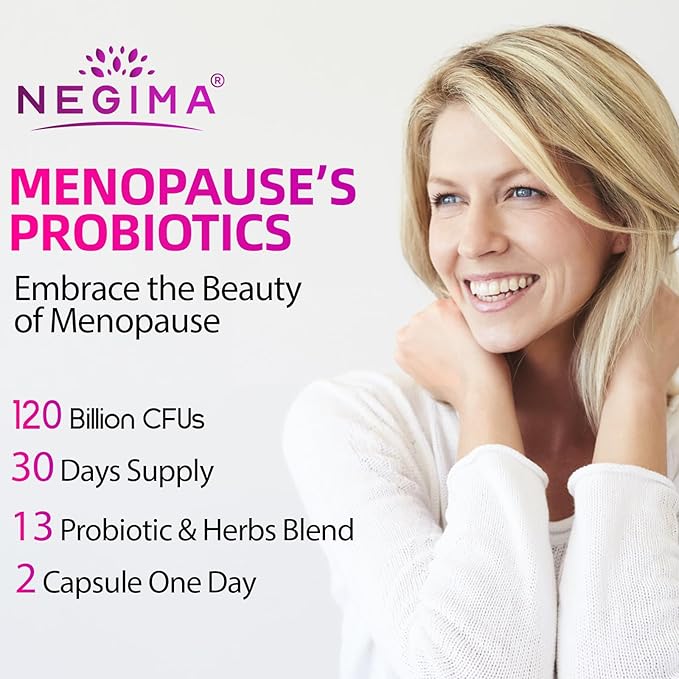 Negima Menopause Supplements for Women, 120 Billion CFUs Probiotics for Women, 13-in-1 Herbs & Botanicals Complex, for Menopause - 60 Caps
