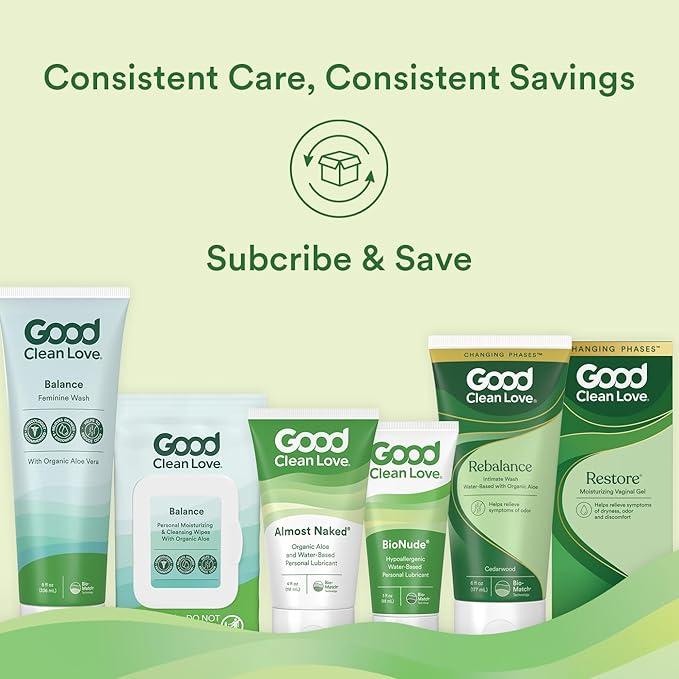 Good Clean Love Balance pH-Balanced Feminine Wipes, Supports Vaginal Health Naturally & Reduces Odor, Non-Irritating Moisturizing & Cleansing Hygiene Product Made with Organic Aloe, (30 Count)