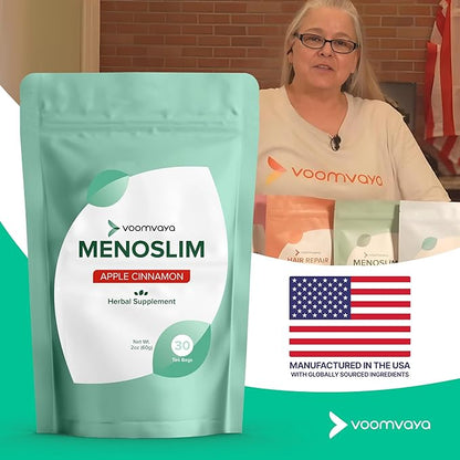 VoomVaya MenoSlim Tea – Menopause & Perimenopause Supplement for Women – Supports Healthy Metabolism & Overall Wellness – Apple Cinnamon Flavor – 30 Tea Bags
