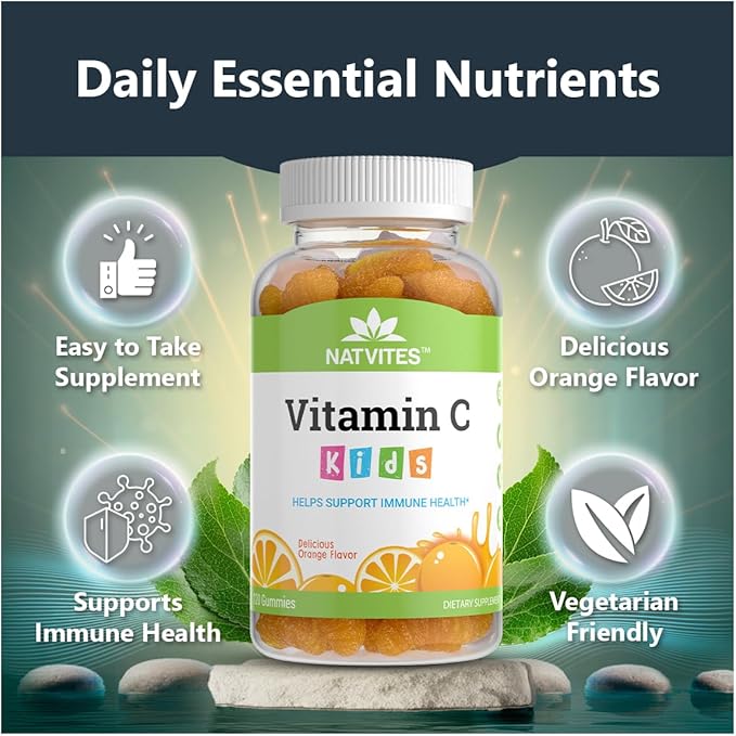 Kids Vitamin C Gummies – 120 Count of Tasty Immune Support Supplement for Kids, Toddlers, and Teens. Vitamin C Gummy Orange Flavored, Non-GMO, Gluten-Free, Vegan, Nut-Free, and Dairy-Free.