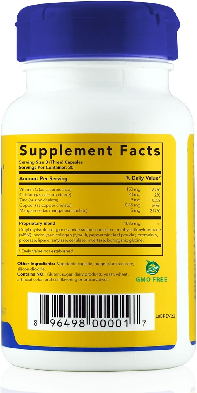 Flexcin Joint Health & Mobility Formula with CM8 (Cetyl Myristoleate) - Joint Supplements for Men and Women with Glucosamine, MSM, Collagen Type II - 90 Capsules
