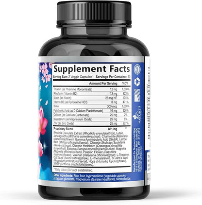 Stress Support Supplement - Extra Strength Ashwagandha, GABA, Magnesium, L-Theanine for Relief - Supports Mood & Focus - Naturally Calm, Unwind & Relax - Eases Tension & Nervousness - 120 Capsules