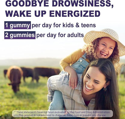 Magnesium Glycinate Gummies for Kids 6+ & Adults, Kids Magnesium Sleep Aid Gummies 500mg/250mg with L Theanine, B6, Glycine, Zinc for Sleep, Calm, Relax Brain, Muscle, Melotonin Free, Sugar Free, 60Ct