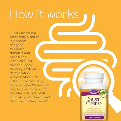 Nature’s Secret Super Cleanse - Extra Strength Colon Cleanse with 14 Herbs & Probiotic Support - Promotes Gut Health Detox Cleanse & Digestive Support Gentle Elimination Formula - 100 Tablets (1 Pack)