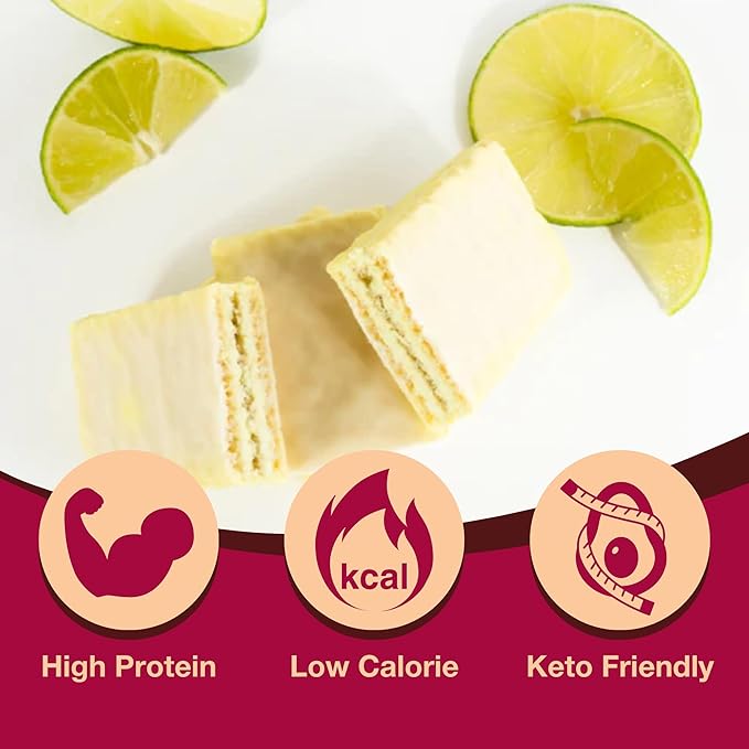 ProtiDIET Key Lime Pie Protein Wafer Bar - Low Sugar High Protein Snacks for Adults, Perfect On the Go Meal Replacement Bar and Nutritional Snack - 7 Key Lime Wafers Per Box