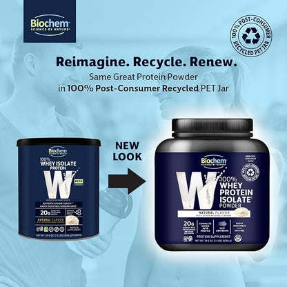 Biochem, Whey Protein Powder, 20g of Protein to Support Muscles and Intense Workouts, Natural, 24.6 oz