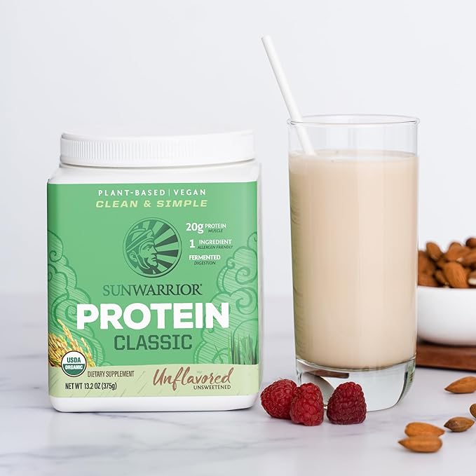 Sunwarrior Brown Rice Protein Powder with Bcaa & Amino Acids Raw Rice Protein Shake Gluten Free Low Carb Dairy Free | Plant Based Classic Sprouted Brown Rice Protein Powder Natural 750g