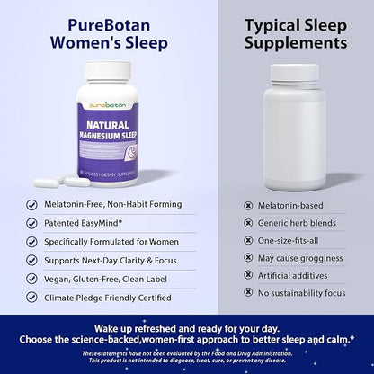 Magnesium Oxide & Glycinate Extra Strength Supplement for Sleep & Relaxation, High Absorption, Stress Relief, Melatonin-Free, Cortisol Support, 60 Capsules