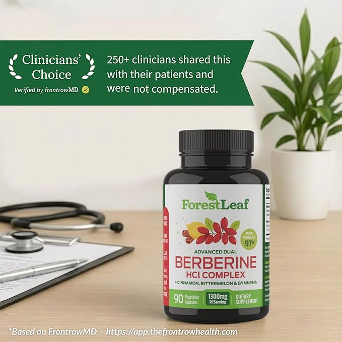 ForestLeaf Berberine Supplement - 1300mg per Serving - Ultra High Potency Berberine HCl with Ceylon Cinnamon, Bitter Melon & Gymnema - Weight Management Support - 90 Caps